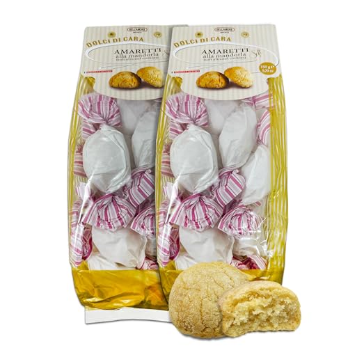 Italian Amaretti Cookies, Soft Almond Cookies, 300g (2 x 150g bags), Made in Italy - Dolci Di Cara