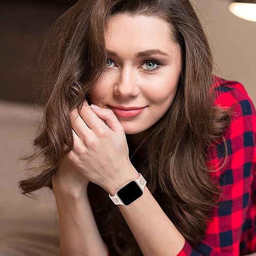 Image of 6 Pack Slim Thin Lace Hollow-out Silicone Bands Compatible with Apple Watch 38mm 40mm 41mm 42mm 44mm 45mm 46mm 49mm Women, Breathable Sport Strap for iWatch Series 11 /10 /9 /8 /7 /6 /5 /4 /3 /2 /1 Ultra SE