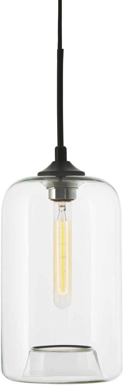 Get Discount Offer Clear Glass 1-Light Pendant Lamp, Windsor Heights Collection, Cylinder Shape Ceiling Fixture