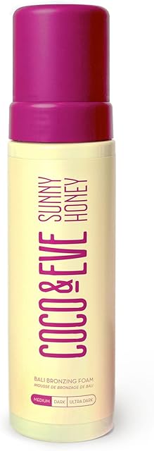 Coco & Eve Sunny Honey Bali Bronzing Foam. Natural Sunless Self Tanner Mousse. Anti Cellulite, Organic Sunless Self Tanning Lotion (Medium)