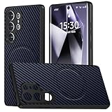 MIDIIUGCT for Samsung Galaxy S25 Ultra 2025 Release Case - Wireless Charging Compatible, Slim PC Shockproof with Carbon Fiber Texture[Dark Blue] MUS-TQCX-10-04