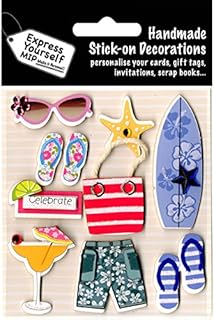 Express Yourself MIP, self-adhesive 3D Beach Accessories Stickers. Ideal for Card Making, Scrapbooking, Papercrafts, Childrens Crafts, Folders etc.