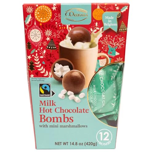 Pearls trading Deavas Milk Hot Chocolate Bombs with Mini Marshmallows 12 Pack with mini marshmallows 420g Made in Belgium