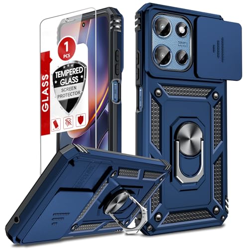 LeYi for Motorola Moto G-5G 2025 Case, Moto G 2025 Case with Slide Camera Cover and Screen Protector, Heavy Duty Protective Cell Case Cover with Magnetic Ring Kickstand for MotoG 2025, Blue - image 1