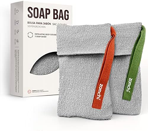 ZOMCHI 2 Pieces of Soap Bags with Gentle Roughness, Soap Savers for Bar Soap, Body Scrubbers for Use in Shower, Soap Exfoliating Bag