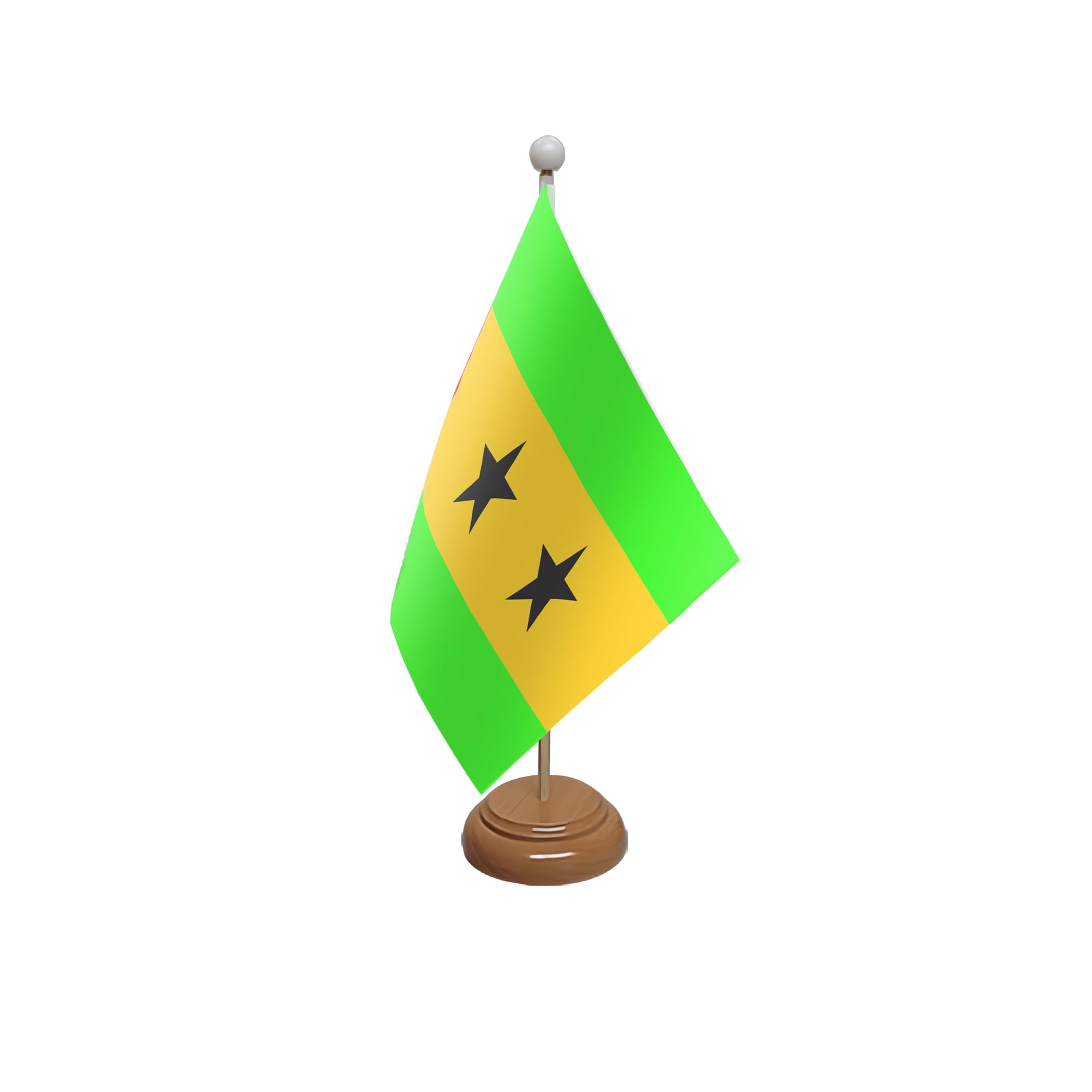 Flagtex Sao Tome and Principe Wooden Table Flag With Wooden Base