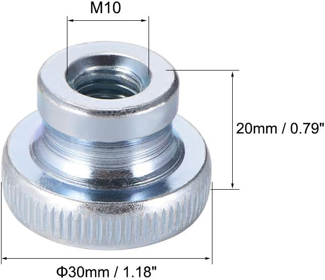sourcing map Knurled Thumb Nuts, 5Pcs M10x1.5mm Iron Round Knobs Fasteners for 3D Printer Parts, Silver Tone - Image 4