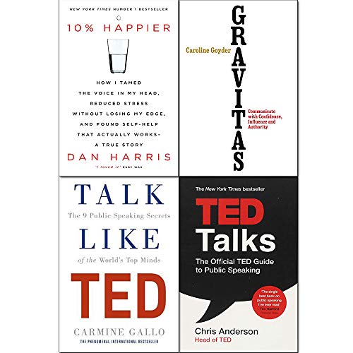 Gravitas Communicate with Confidence, 10% Happier, Talk Like TED, TED Talks 4 Books Collection Set