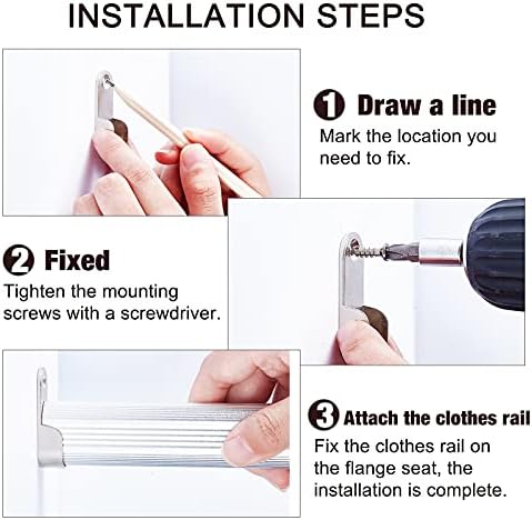 10 Pieces Zinc Alloy Oval Wardrobe Hanging Rail Rod with 20 Pieces Screws Wardrobe Flange Bracket Holder End Bracket Support for 16 mm/ 0.6 Inch Diameter Rod