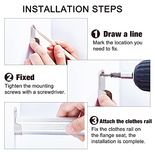 Hotop 10 Stücke Kleiderstangen Halterung Schrank Schrankrohrlager Oval Kleiderstangenhalter Zinklegierung Garderobe Stangen Halterung für 16 mm/ 0,6 Zoll Durchmesser Stange und 20 Stücke Schrauben
