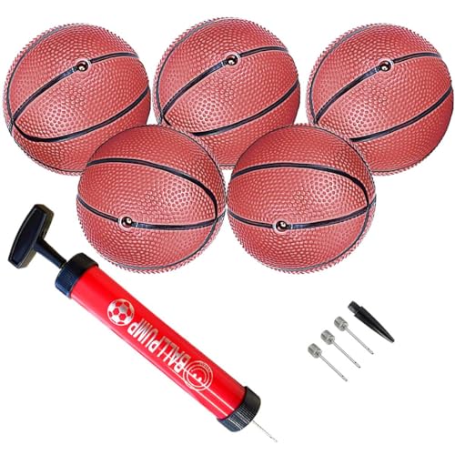Xwin 5 Sports Balls & Hand Pump for Kids Inflatable Vinyl Balls for Kids and Toddlers with Hand Air Pump Indoor and Outdoor Use