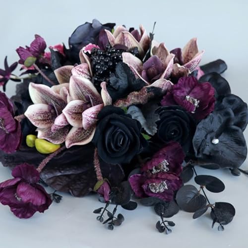 Ramo artesanal vintage de orquídeas mariposa de seda miniatura 6