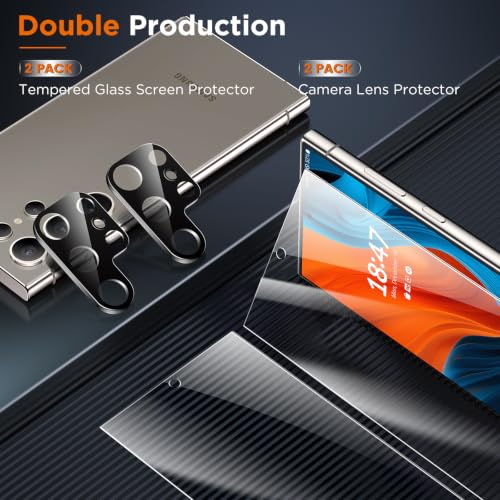 Image of LK for Samsung Galaxy S24 Ultra Screen Protector with Camera Lens Protector | [Fingerprint Compatible] Touch Sensitive, 9H Hardness Cell Phone Tempered Glass for S24 Ultra, HD Clear, 2+2Pack,Smartwatch