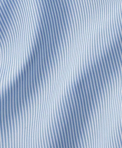 Men's Trim Fit Blue & White Fine Stripe Dress Shirt3