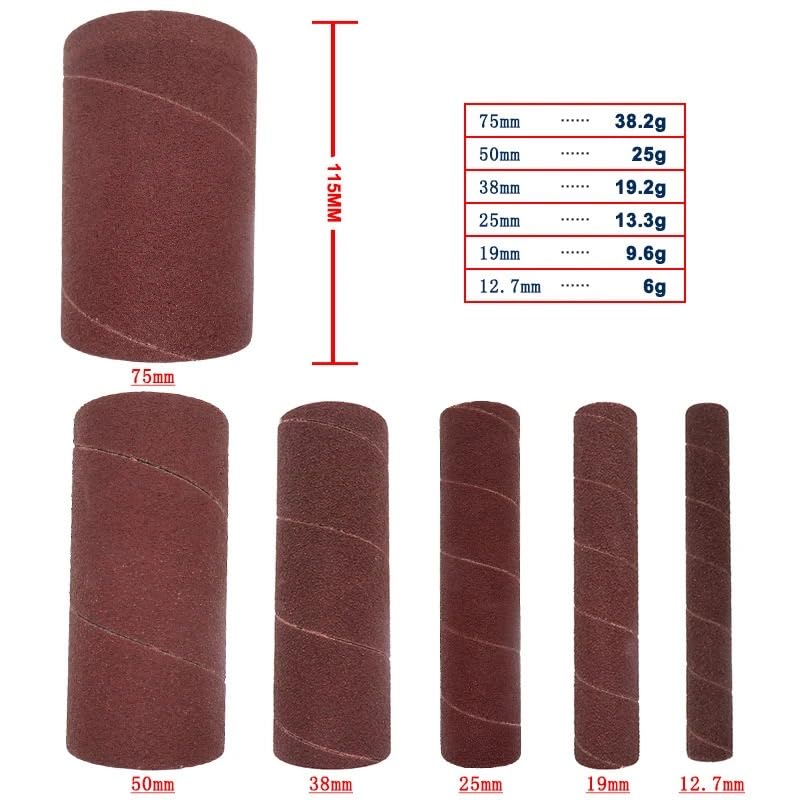 Banda De Lija Manguitos de lijado husillo, 6 piezas, grano 80-240 | Papel de lija for eliminación de material Lijado Renovación de superficies(6 PCS 80grit)