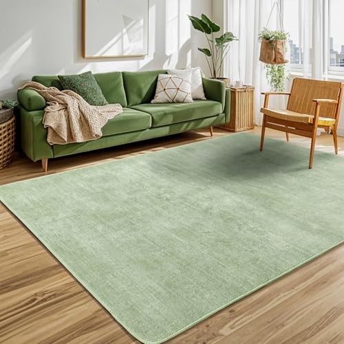 Washable Rug 5x7 Area Rugs for Living Room - Stain Resistant Non-Slip Backing Boho Rug for Bedroom,Durable & Ultra-Thin Vintage Large Area Rug(5x7,Green)