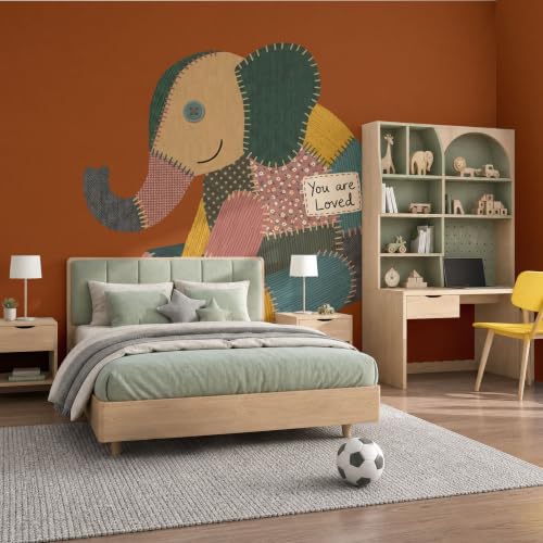 Papier peints géant panoramique éléphant patchwork pour cacher un mur blanc