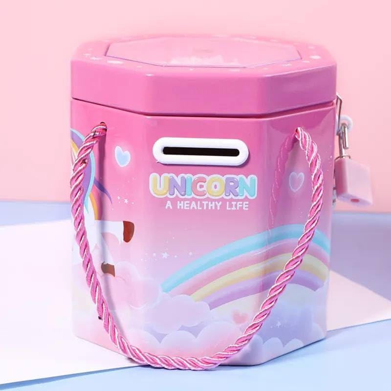 Image of Sajani Cute Cartoon Creative Portable Piggy Bank, Money Saving Box with Combination Lock, Mini Coin Bank Gifts for Boys and Girls, Best Return Gifts for Kids (Pack of 1) (Hexagon)