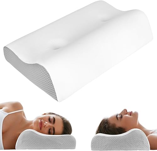 Lardop Double Hole Center Cavity Memory Foam Pillows, Cervical Neck Pillow for N