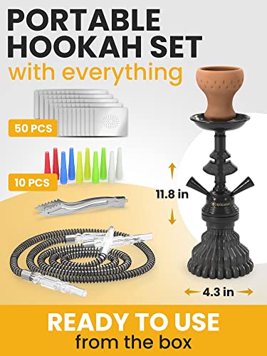 Shisha Set Klein mit 2 Schläuche - 30cm Schwarz Mini Shisha - 2 Schlauch Shisha mit shisha zubehör 50x Folie + Shisha… – Bild 3