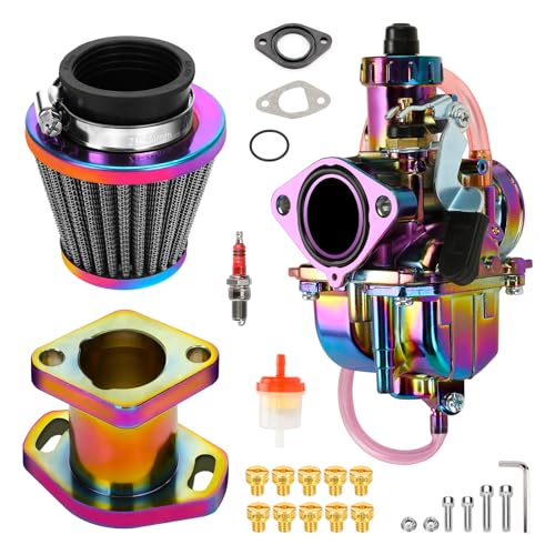 Image of FVRITO VM22 Carburetor Carb Jet Kit for Predator 212cc 196cc Coleman CT200U BT200X Mini Bike KT196 Go Kart Baja MB165 MB200 GX160 Clone Engine with Air Filter Intake Manifold Performance Parts Rainbow