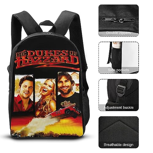 The Action Dukes Comedy Of TV Hazzard The Action Dukes Comedy Backpack Set 3 Pieces Multifunctional Unisex Book Bags for Men Classic Funny Daypacks-Traveling Camping3