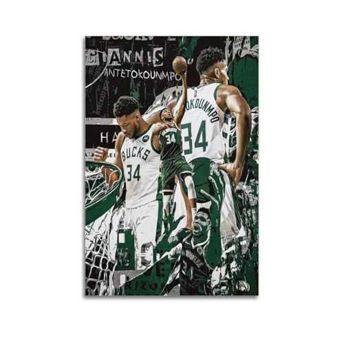 Giannis Antetokounmpo Póster de arte fresco obras de arte pinturas murales en lienzo arte de pared...
