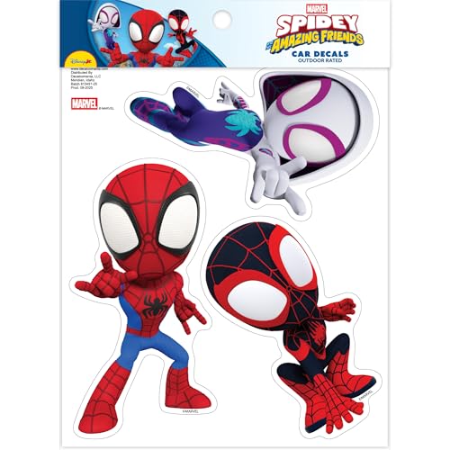 Marvel Spidey and His Amazing Friends Decals - Set of 3 Spidey Spin Ghost Spider Vinyl Stickers for Car Water Bottle Bike Helmet Laptop Skateboard - Marvel Stickers for Kids and Adults