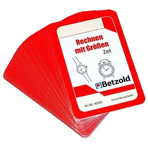 Betzold 48 Karten “Rechnen mit der Zeit”, im praktischen und stabilen Kunststoffetui - Kartenspiel Mathematik Grundschule Rechnen Lernen Uhrzeit Zeit Uhr Magischer Zylinder Schule