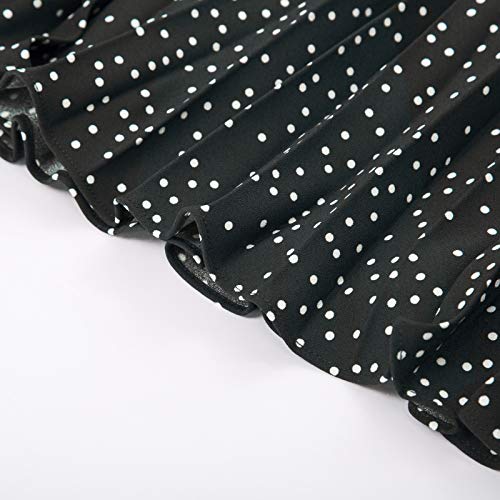 image for Kate Kasin Women's High Waisted Flared A-line Skirt Black Polka Dots S