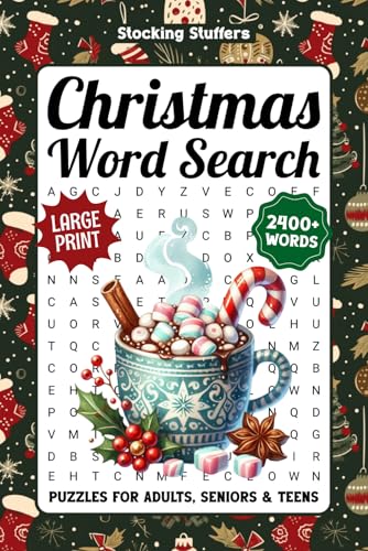 Christmas Word Search Puzzles For Adults Large Print: 2400+ Winter Holiday Themed Words To...