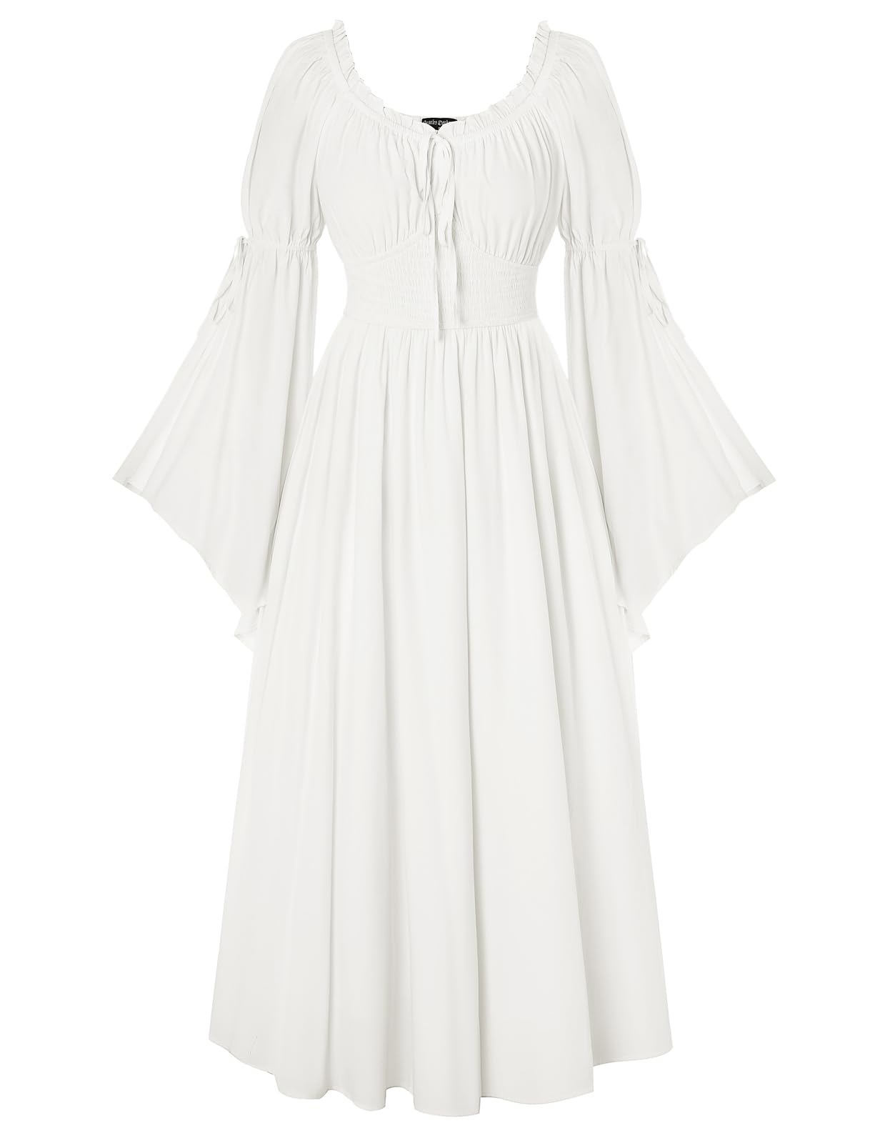 SCARLET DARKNESS Damen Renaissance Kleid Mittelalter Bauernkleid Schulterfrei Lange Glockenärmel Kleider
