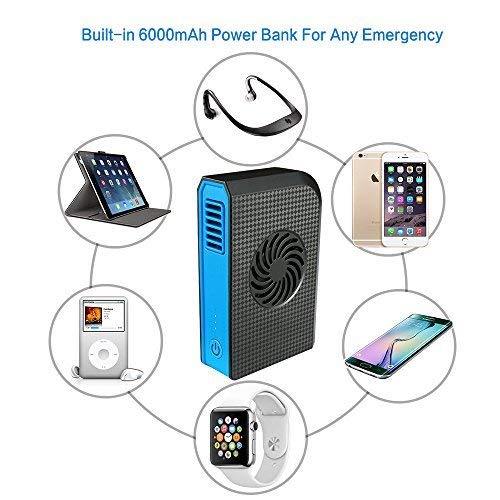 Skyocean Small Personal Fan with 6000mAh power bank, Mini Battery USB Desk Fan with Portable Charger Best using in Travel Office School Kitchen outdoor sport Camping Equipment (Black)