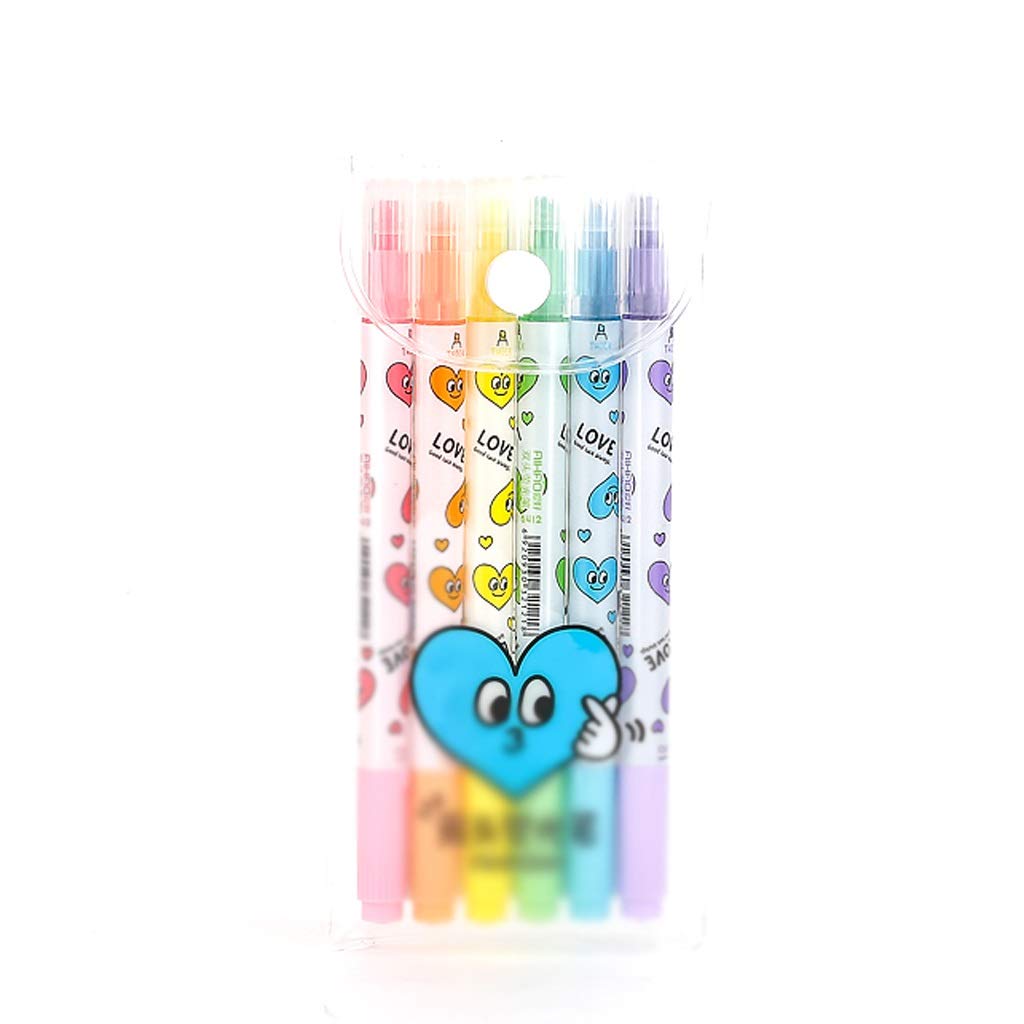 Rollerball pens Double-Headed Watercolor Graffiti Pen Oblique Head-Marked Pen 6 Sticks Colored Marker Pen Liquid Ink Rollerball Pens