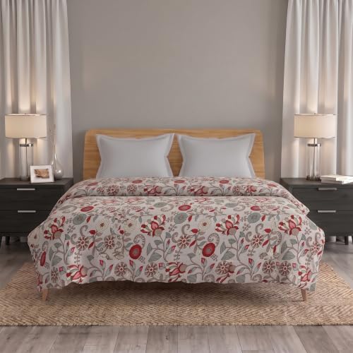 Image of Trance Home Linen 100% Cotton Printed Zippered ONLY Duvet Cover /Blanket Cover /Quilt Cover | Comforter Cover /Razai Cover | Queen Size (90 x 102 Inch, Kalamkari Rust)
