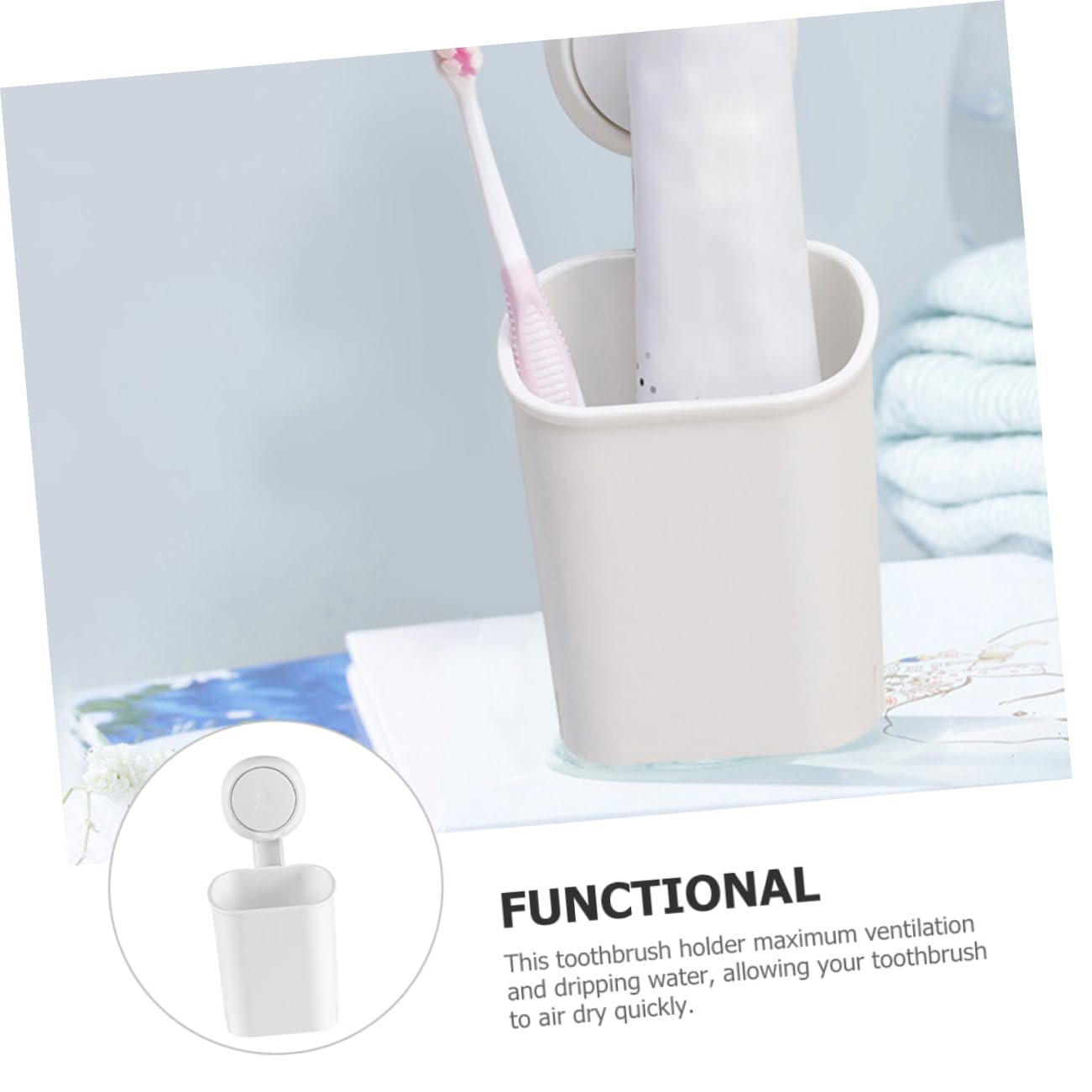 2 Pezzi Portaspazzolino da con Ventosa Design Organizer per Spazzolini Dentifricio e Accessori da Bagno Adatto per Spazzolini Ed Elettrici Bianco