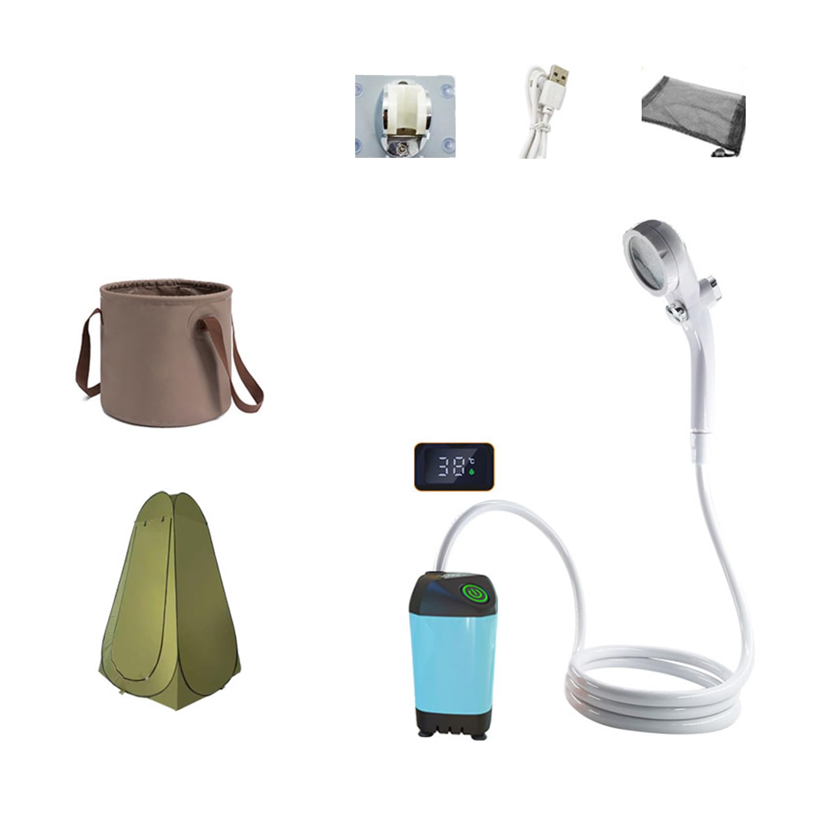 VIVIWI Portable Shower for Camping Portable Camping Shower with Electric USB Rechargeable Battery, Outdoor Camping Shower Pumps