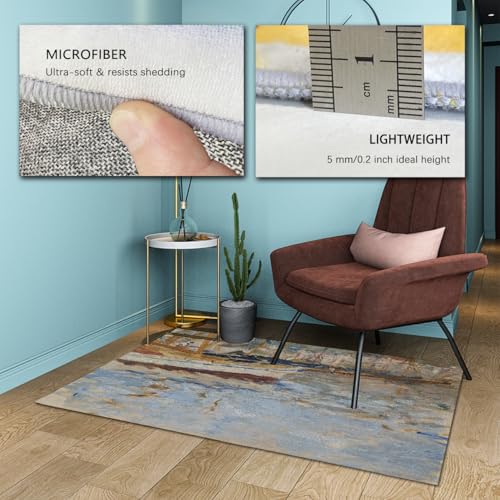 Tapis lavable en machine 120x180cm léger et antidérapant pour salon