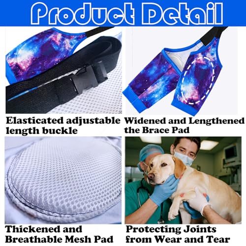Image of Dog Elbow Wraps Knee Protector Pads Elbow Callus Treatment Sleeve for Wounds Front Legs Prevent Licking for Medium Large Dogs 3XL, Galaxy