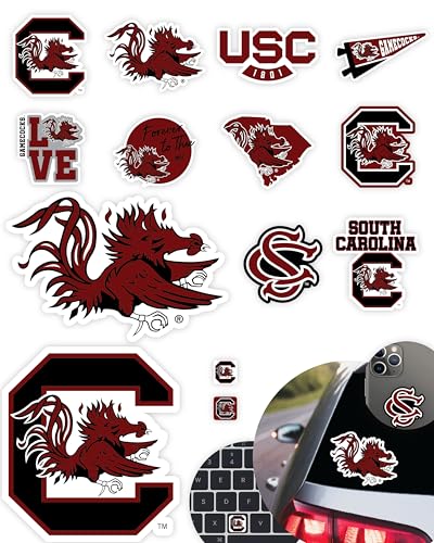 Image of South Carolina Gamecocks Stickers & Decals 14 Pc Set, USC Car Sticker