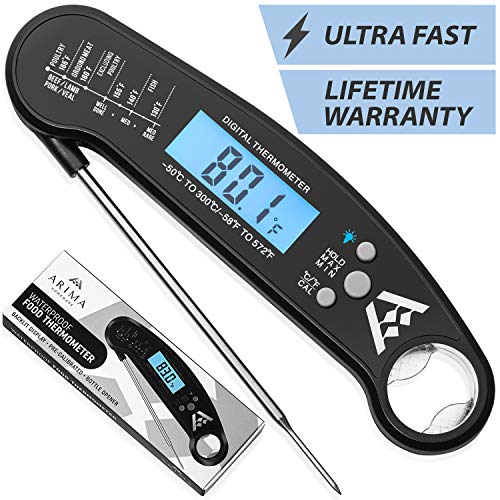 Arima Homeware Instant Read Thermometer – Digital Meat Thermometer for Grilling, Cooking, BBQ