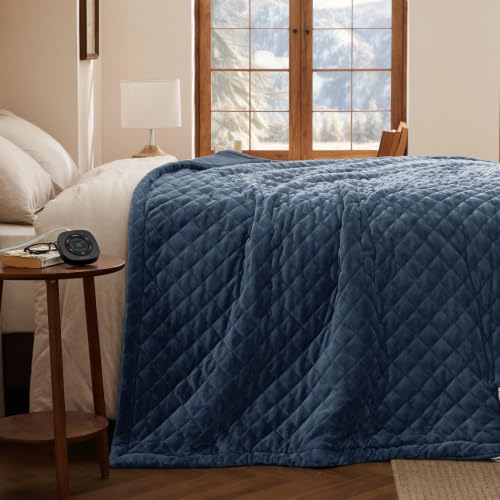 Image of Bedsure Quilted Heated Blanket Twin, Warm Filled Electric Blanket, Blue