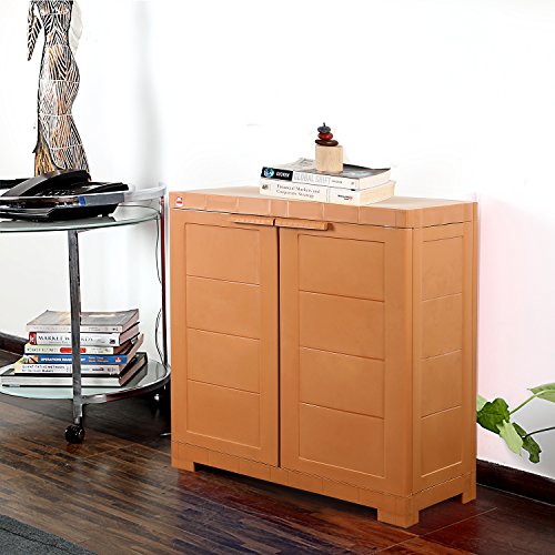 Cello Novelty Compact 2 Door Plastic Cupboard with Shelf(Wood / Brown) Cello Novelty Compact 2 Door Plastic Cupboard with Shelf(Wood / Brown)
