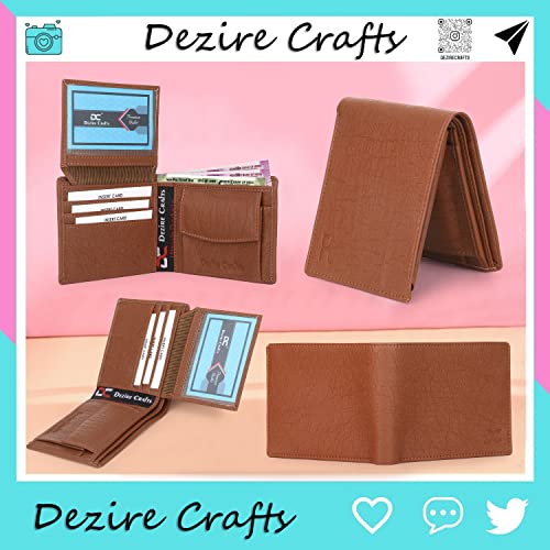 Image of Dezire Crafts Men Formal, Casual Black Artificial Leather Wallet (6 Card Slots) (Tan)