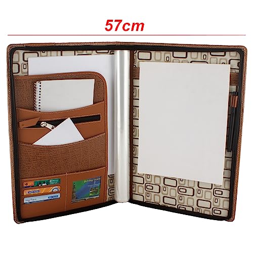 Image of Professional PU Leather Multipurpose B4 Size Document Holder 20 Leafs Zipper File Folder Organizer for Certificates, Marksheets, Degrees, Interview Portfolio, Important Documents (Tan)