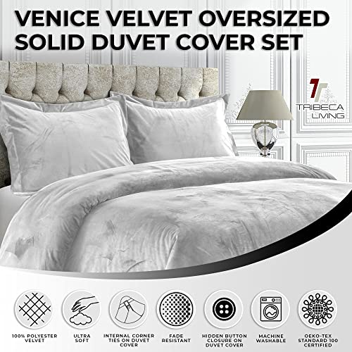 Tribeca Living VENICEDUVETKISI Veniceduvet Venice Velvet Oversized Solid Duvet Set,3Pieces thumb #2