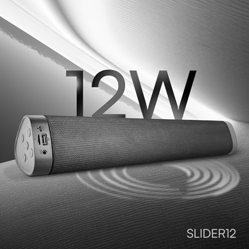 Image of HAPIPOLA SLIDER12 Bluetooth Speaker Immersive Audio | Good Bass | Light Weight 6 Hours Playback | Portable | Built in mic | TWS Pairing Support | dustproof | handfree Calling | Black