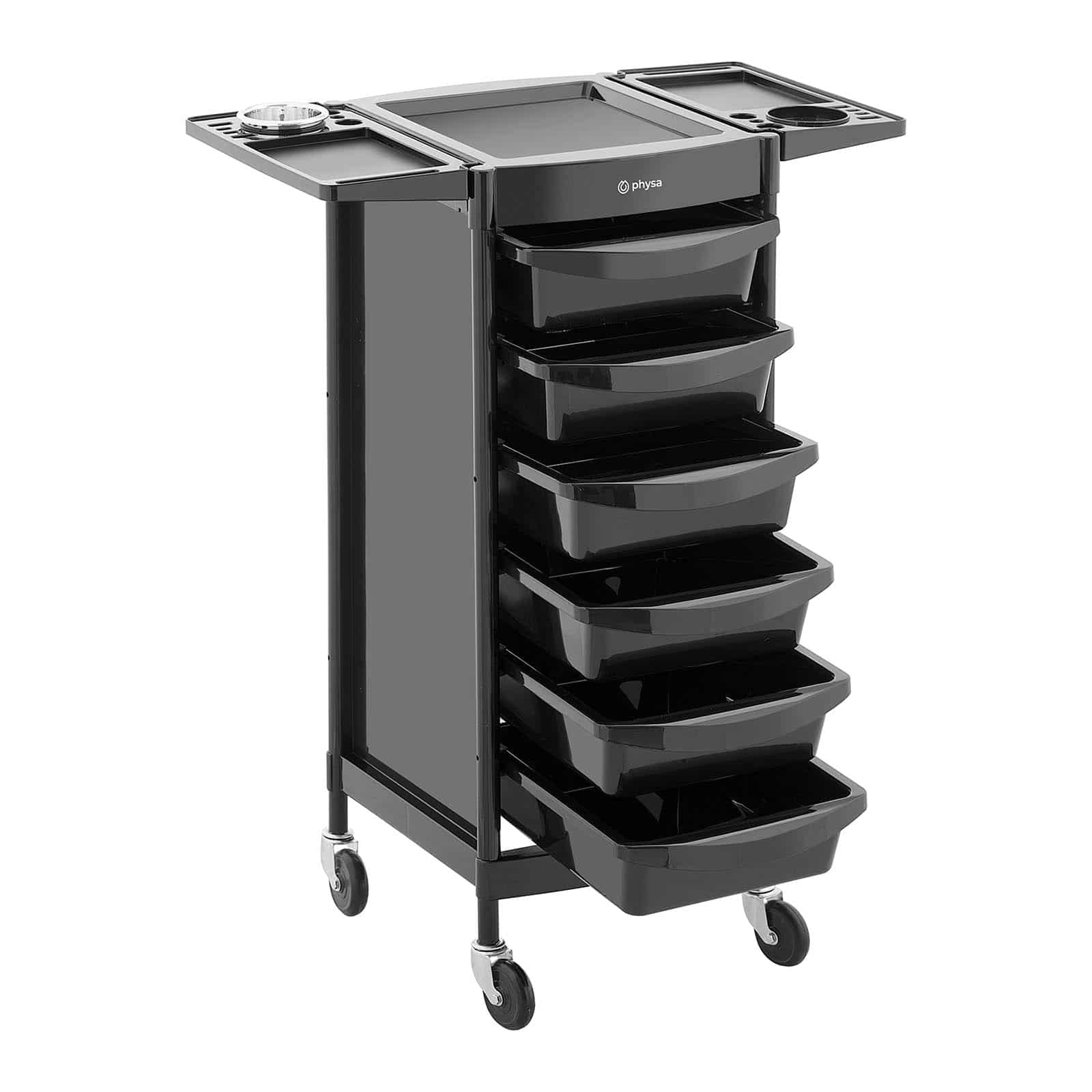 Physa PHYSA-RR-13 Friseurwagen 10 kg 6 Schubladen Föhnhalter Schwarz