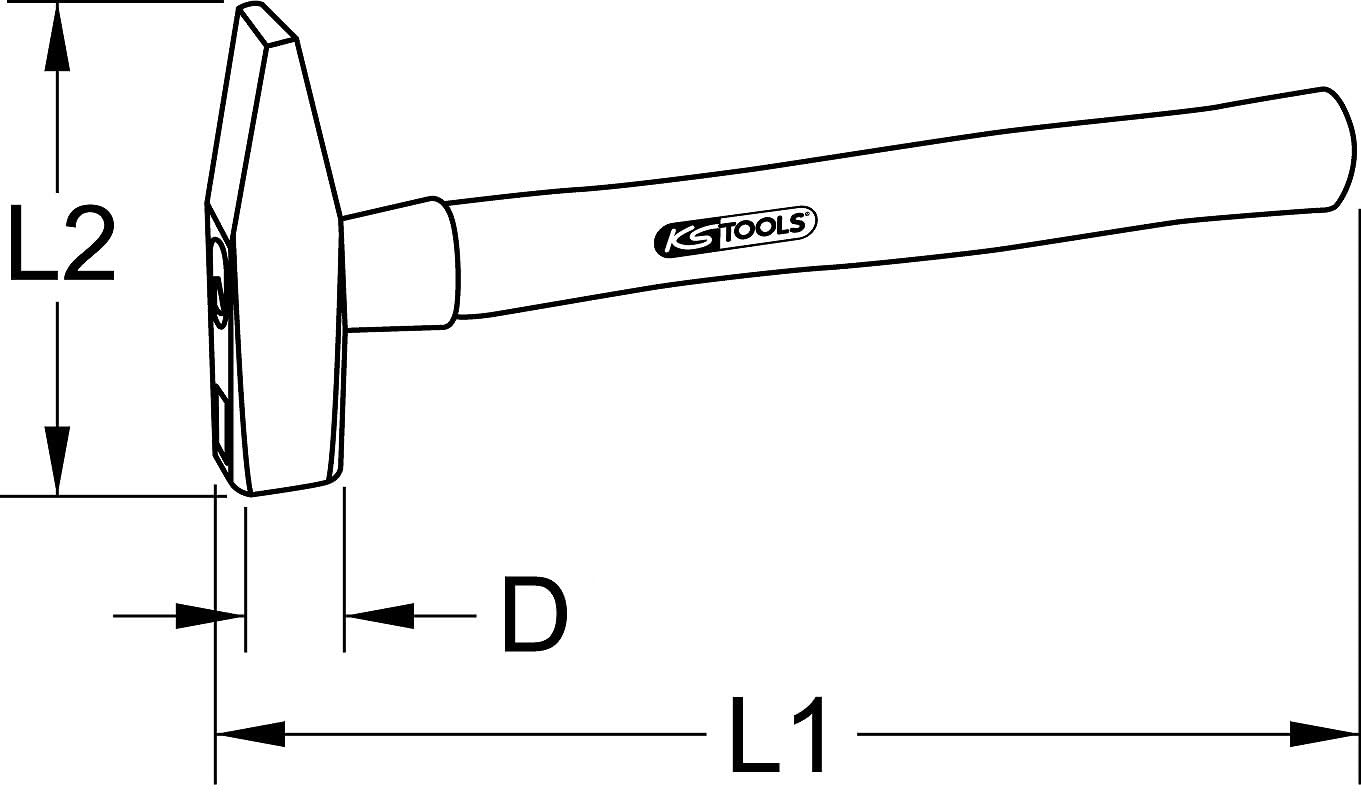 KS Tools 142.1380 Schlosserhammer mit Hickorystiel, 800G