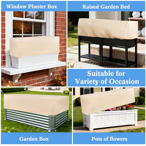 LUCKIPLUS Plant Covers Freeze Protection 2 Pack with Elastic Drawstring & Magic Tape, 3.54 oz/yd² Winter Frost Blanket Planter Box Cover for Raised Garden Bed Outdoor Flower Pot, 59 x 19.6 x 21.6 INCH by LUCKIPLUS - Image 7